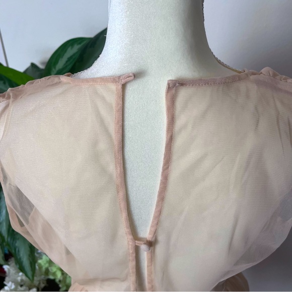 ASOS Mesh Dress - Size 8 - Champagne Color with Crystals Embroidered - Picture 6 of 10